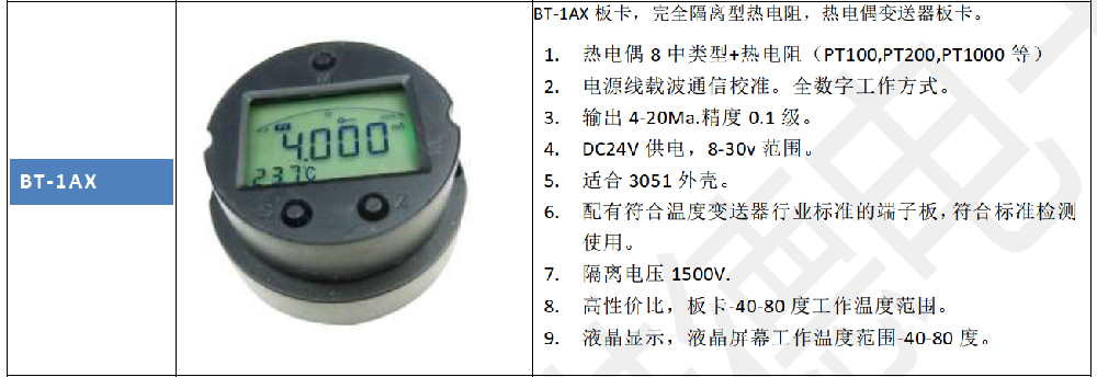 利諾德電子推出全隔離的熱電阻，熱電偶溫度變送器板卡。